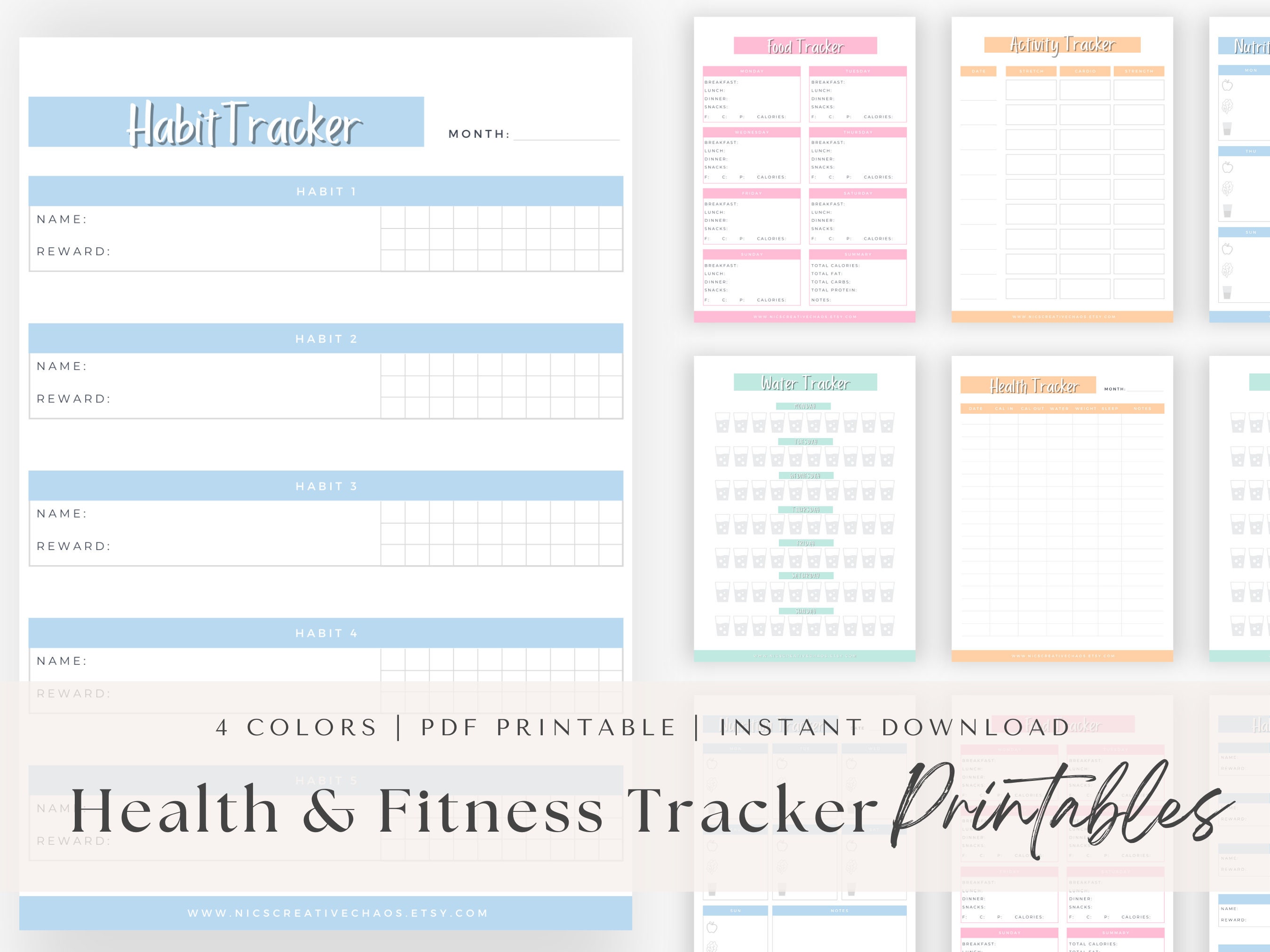 Health & Fitness Planner Printable Tracker Templates - Etsy