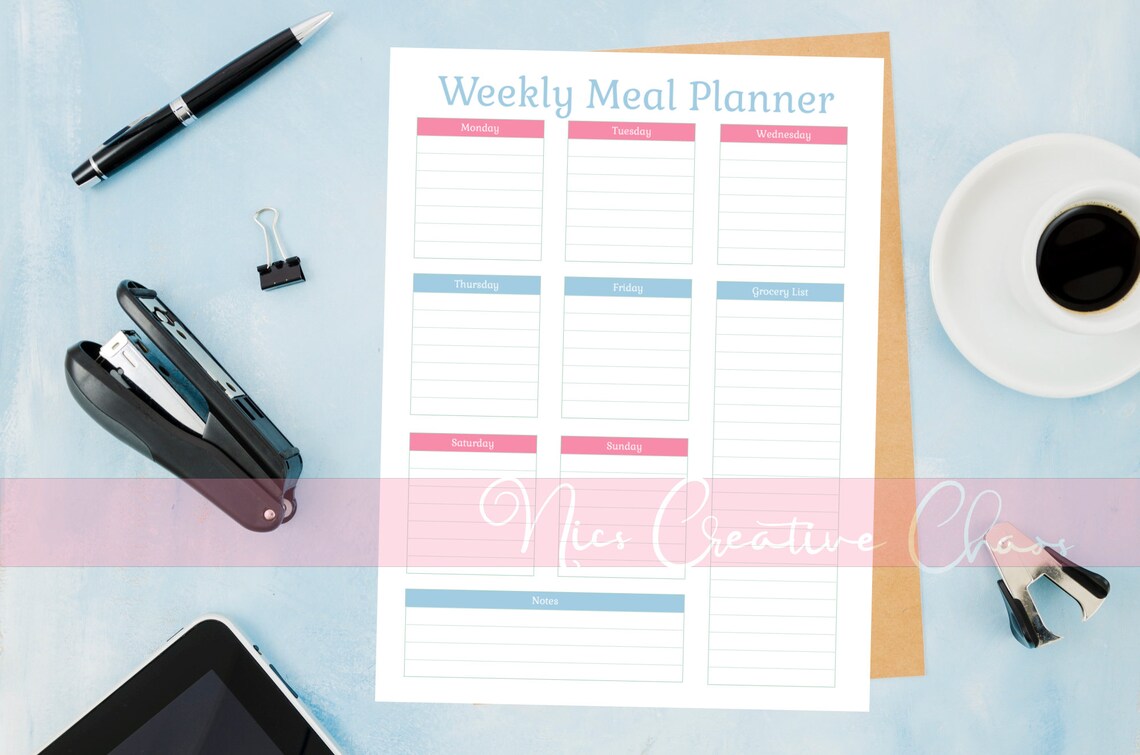 Weekly Meal Planner Printable, Grocery List Printable, Weekly Meal Planning, Meal Prep Printable ...