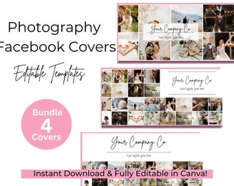 EDITABLE Photography Facebook Cover Templates, Wedding Photographer Social Media Header, Elegant Facebook Banners, Cover Photos for Business