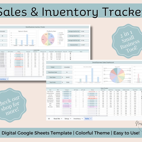 Simple Inventory & Sales Trackers Spreadsheets, Google Sheets, Excel Templates, Small Business Spreadsheets, Small Business Management