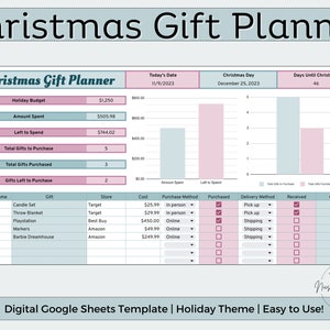 Holiday Gift Planner, Christmas Gift Tracker Spreadsheet, Holiday Sales Tracker, Holiday Card Tracker, Digital Christmas Planner