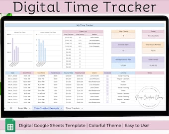 Time Tracker Google Sheets Spreadsheet, Excel Time Keeping Tracker, Contractor Pay Log Spreadsheet, Business Tracker & Bookkeeping Resource