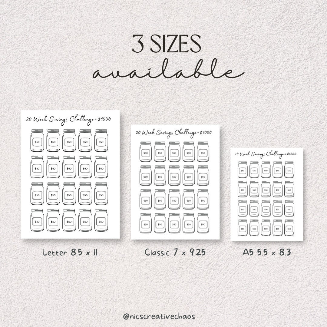 Mason Jar Savings Challenge, Printable Weekly Savings Challenge ...