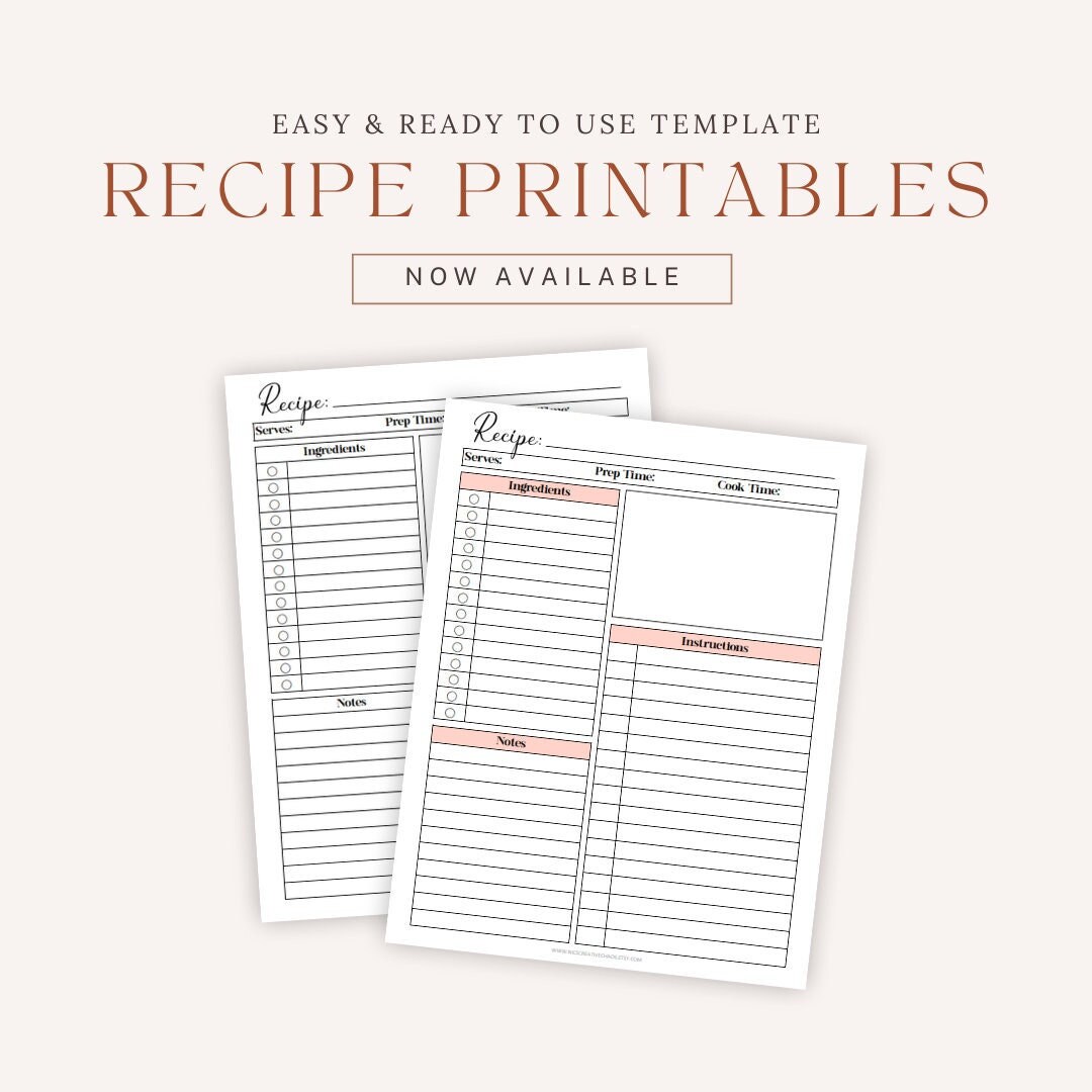 Blank Recipe Template Card Printables Cooking Journal Printable Meal Il Kg3v 