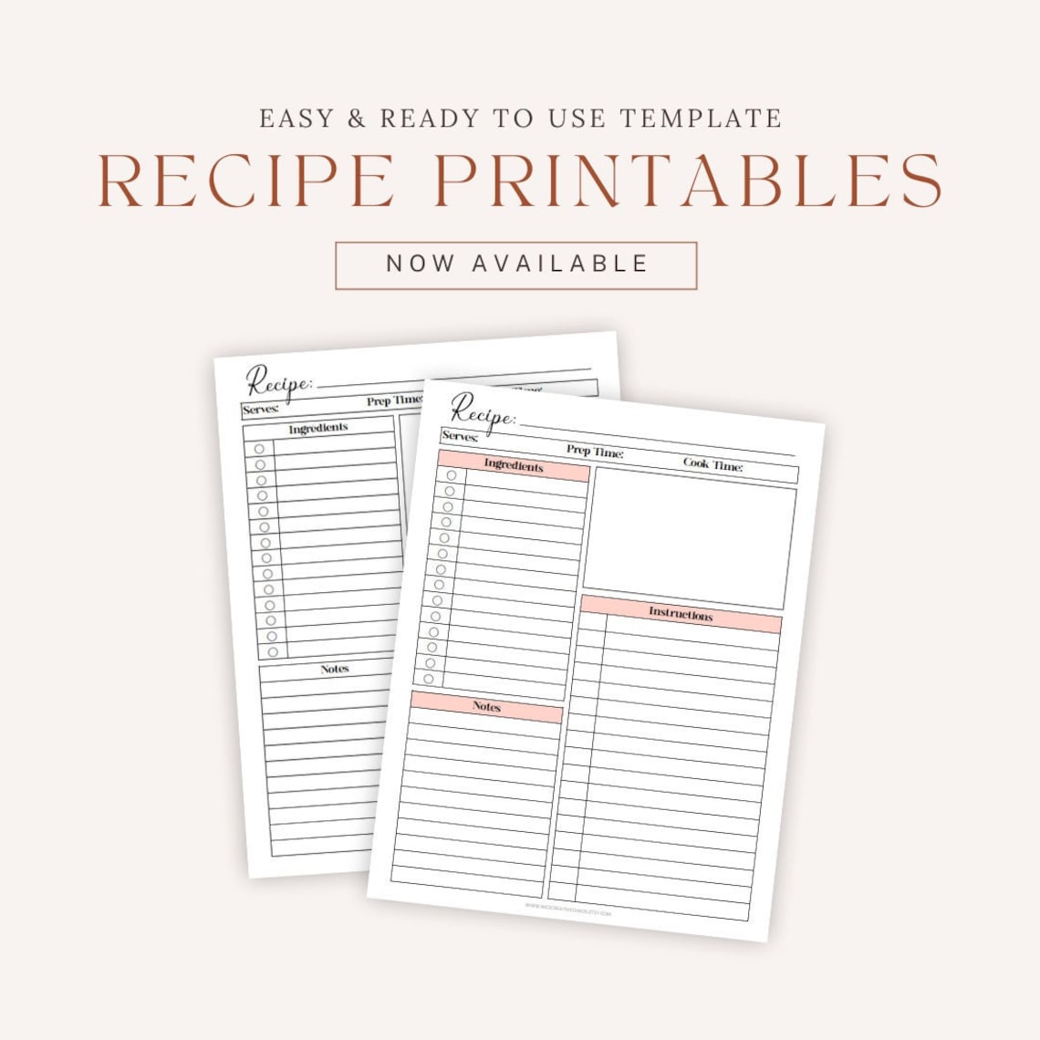Blank Recipe Template Card Printables Cooking Journal Printable, Meal ...