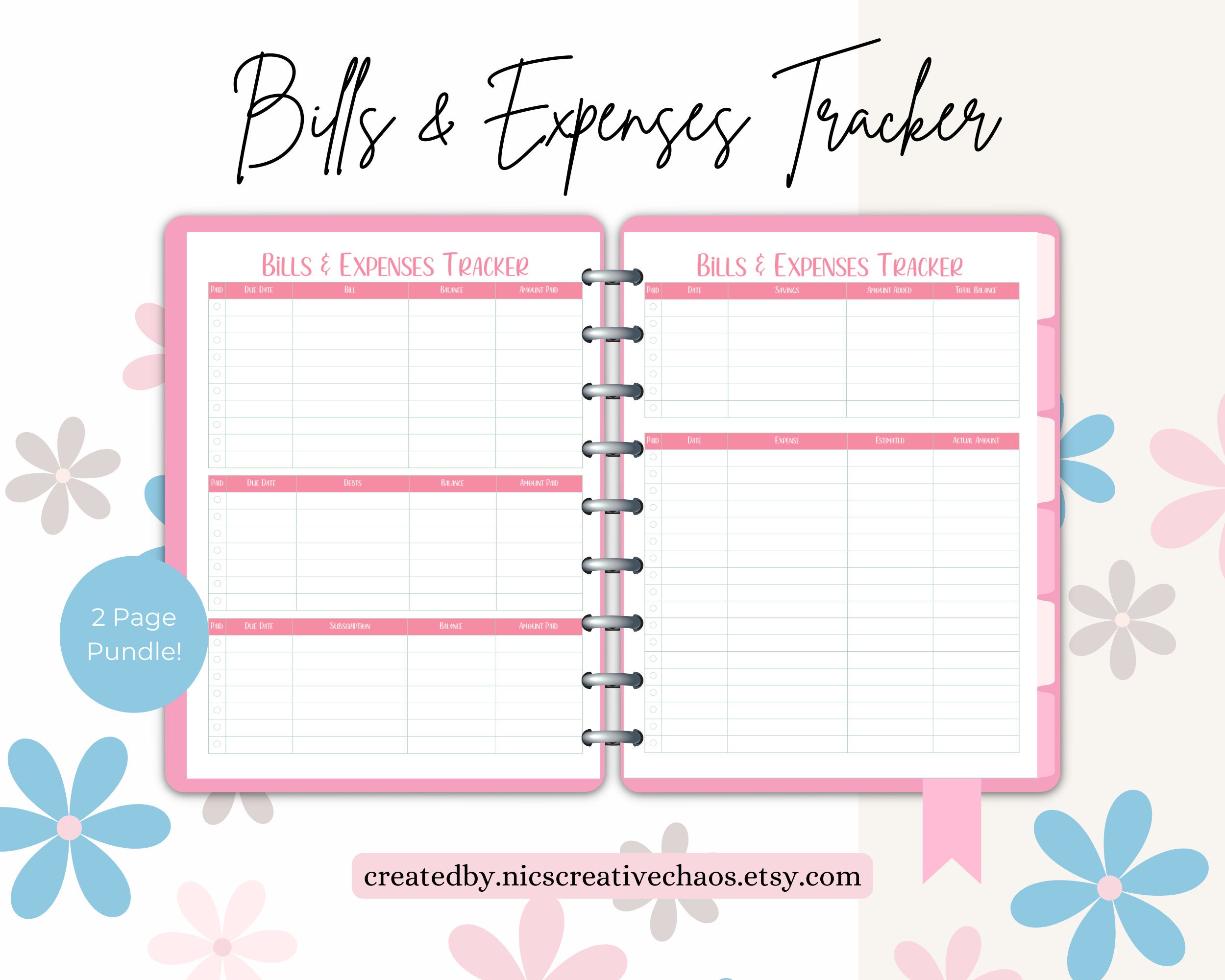 Monthly Bill Tracker Printable, Budget Planner Printable Template ...