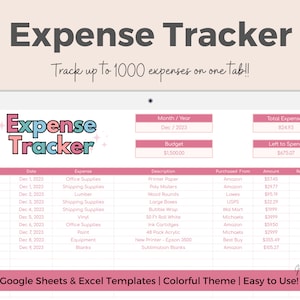 Expense Tracker Spreadsheet, Mileage Tracking, Google Sheets & Excel Template, Small Business Expenses, Mile Tracker, Tax Deduction Log