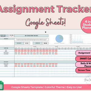 Google Sheets Assignment Tracker Spreadsheet, Track College Assignments ...