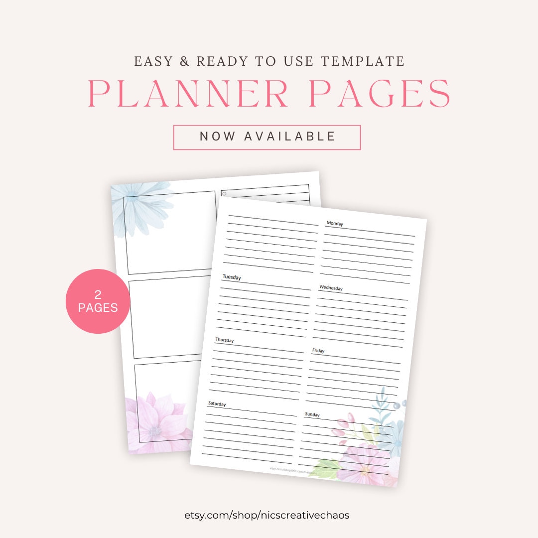 Weekly dashboard planner printable template undated dashboard planner