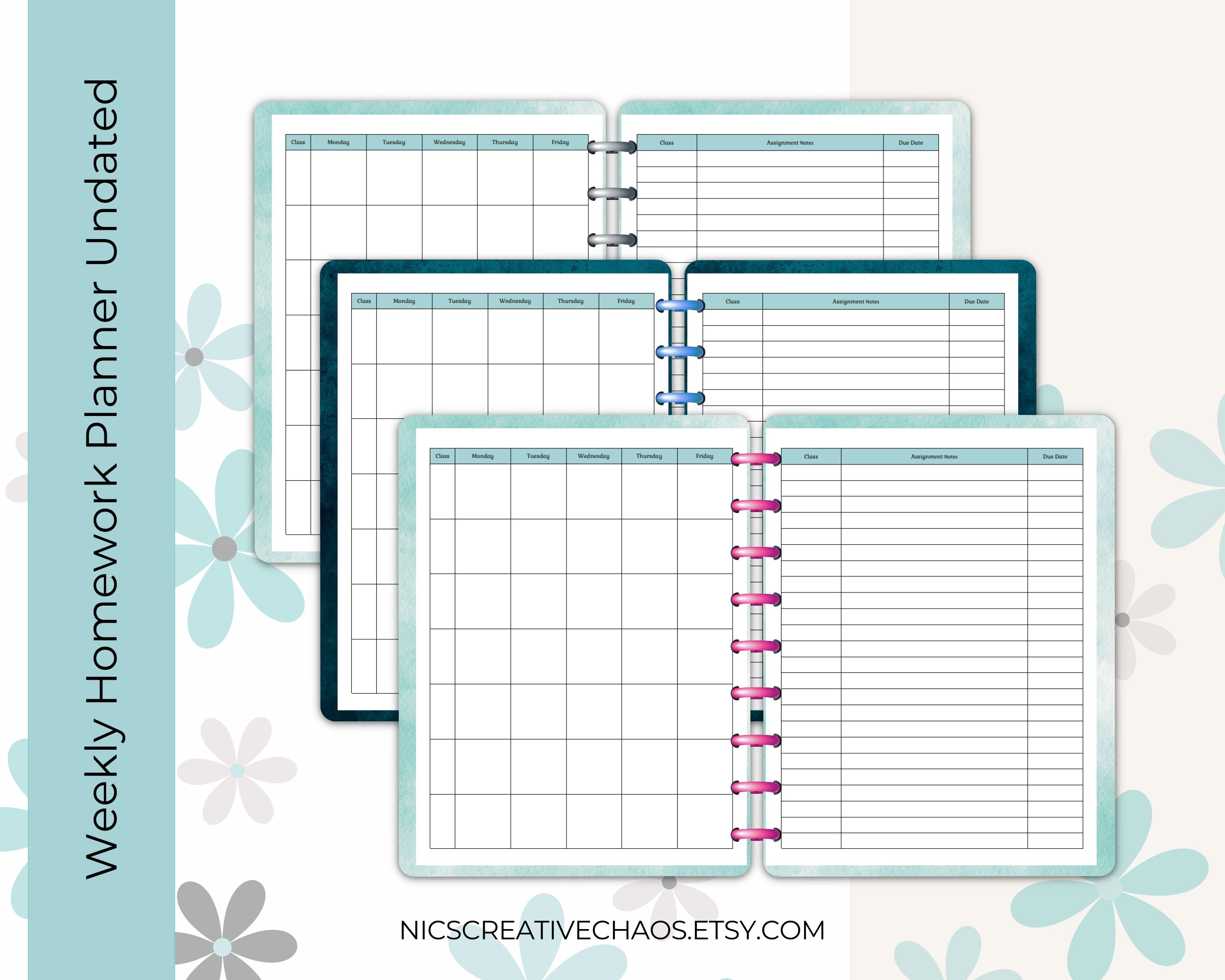 Printable Homework Assignment Tracker, Weekly College Planner, Homework ...