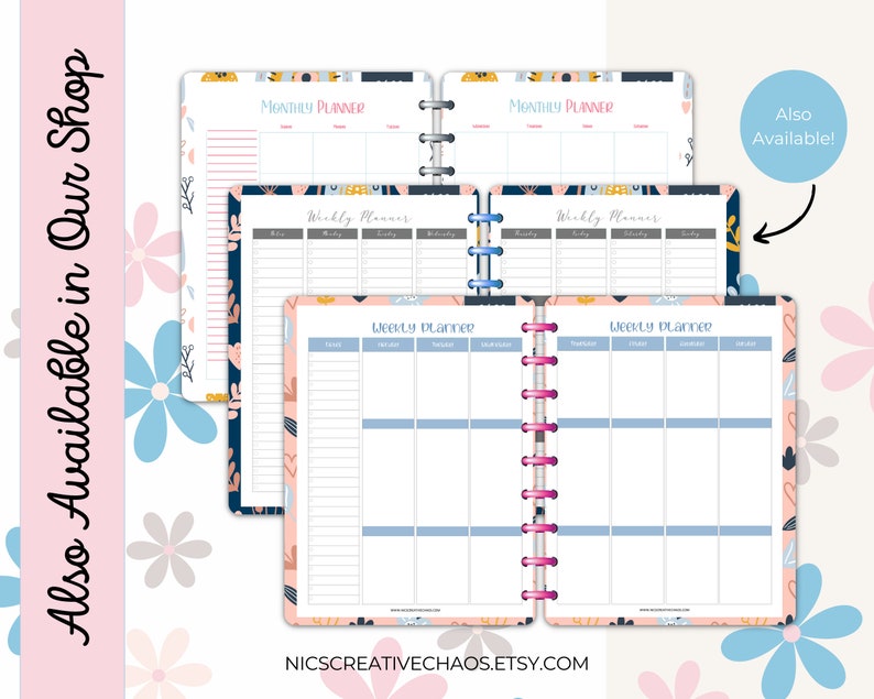 Weekly Planner Printable, Vertical Lined Undated Planner, Week on Two ...