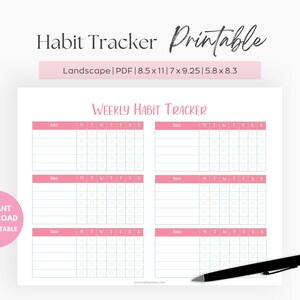 Afdrukbare planner wekelijkse gewoonte-tracker, volledige maand op één pagina, afdrukbare gewoonte-tracker, pdf-blad Daily Habit Tracker, logboek gewoonte-tracking