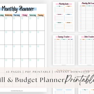 BUNDLE Printable Budget Planner | Bills & Savings Trackers | Monthly ...
