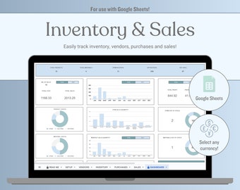 Inventory Tracker Spreadsheet, Google Sheets, Small Business Management, Inventory Template, Order Tracker, Sales & Vendor Trackers