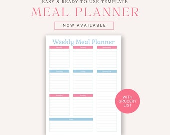 Tygodniowy plan posiłków do druku, tygodniowe planowanie posiłków i listy zakupów, szablon planu posiłków, lista zakupów do druku, przygotowywanie menu, dziennik żywieniowy