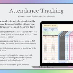 NEW Attendance Tracker Google Sheets Template, Digital Attendance Chart, Teacher Spreadsheet, Automated Class Attendance Reports & Tracking