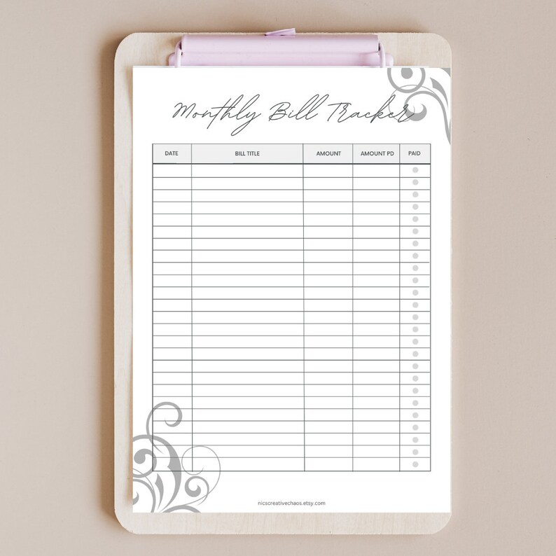 Printable Bill Tracker Budget Sheet, Budget Planner, Monthly Bill ...