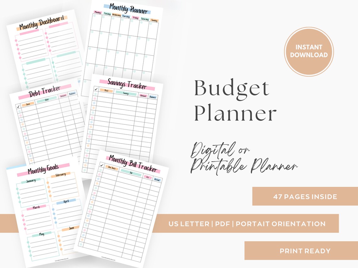 BUNDLE Printable Budget Planner Bills &amp; Savings Trackers - Etsy