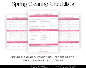 Spring Cleaning Checklists Printable Bundle, Deep Clean Checklist, Printable Decluttering Guide, House Cleaning Planner, Home Organization