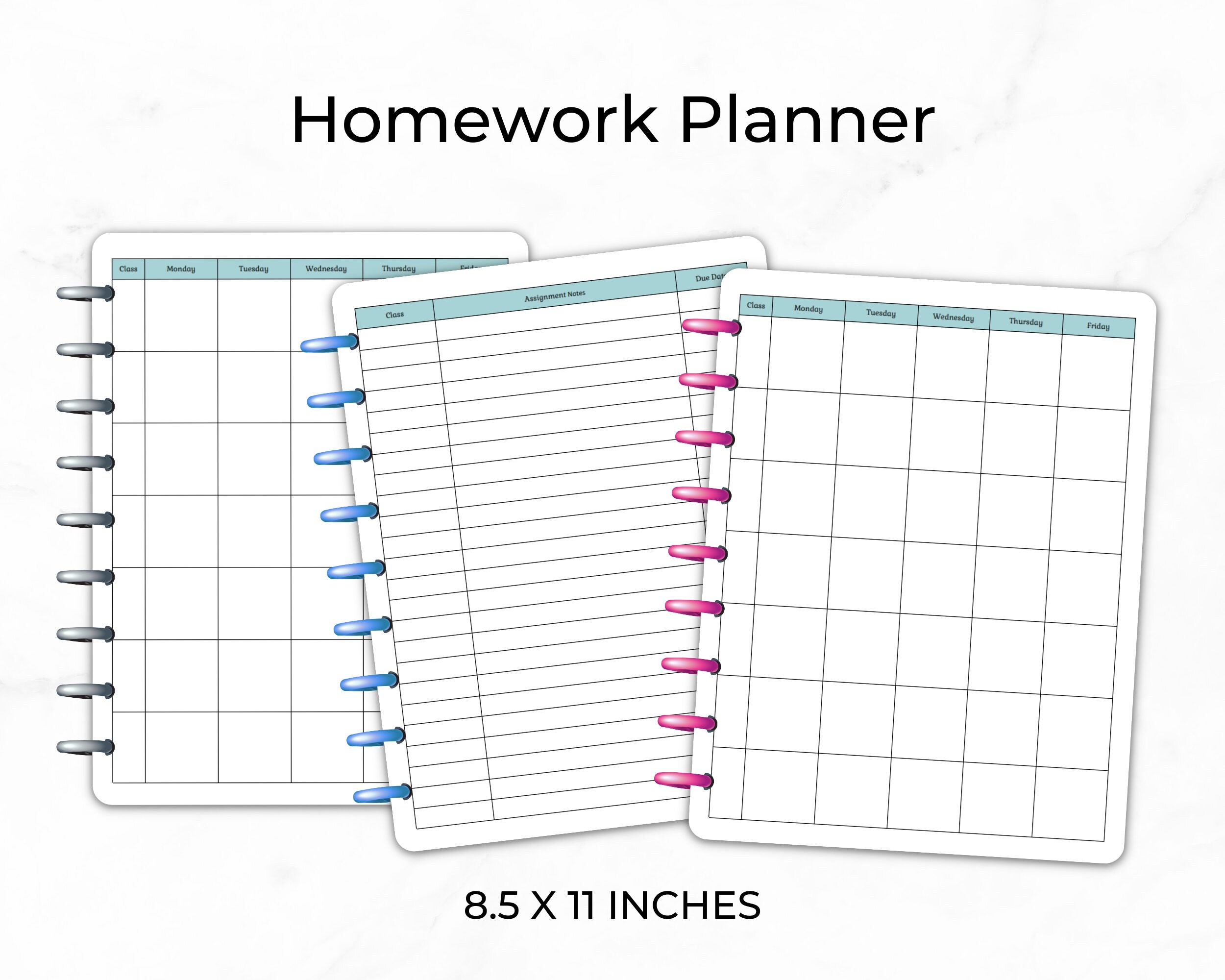 Printable homework planner assignment tracker printable weekly