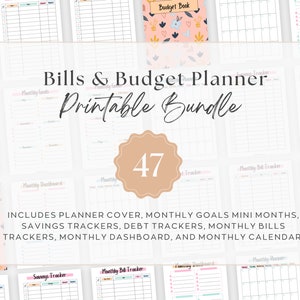 BUNDLE Printable Budget Planner | Bills & Savings Trackers | Monthly ...