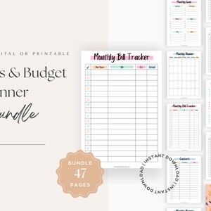 BUNDLE Printable Budget Planner | Bills & Savings Trackers | Monthly ...