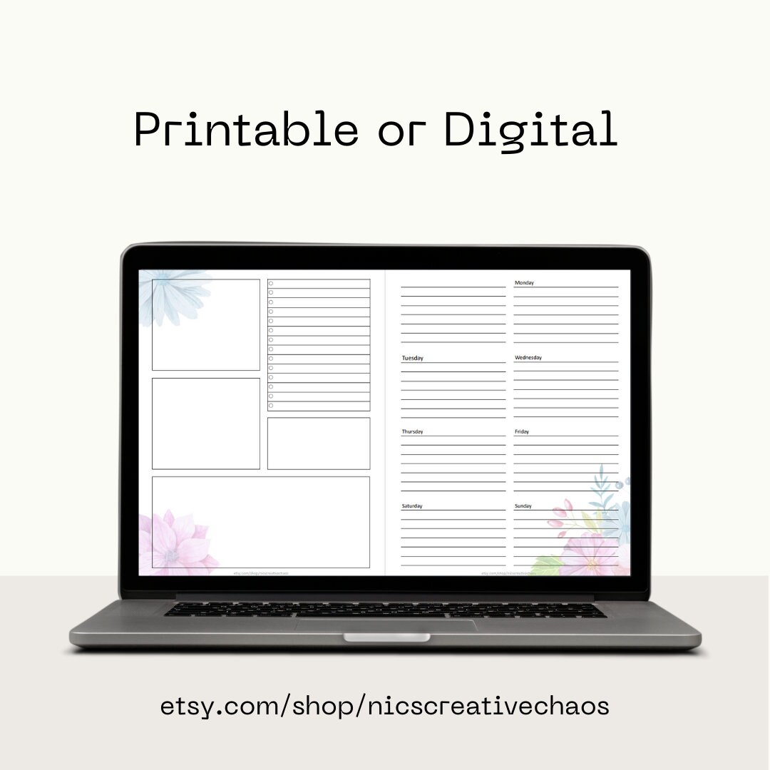Weekly dashboard planner printable template undated dashboard planner
