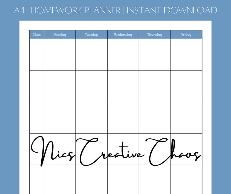 Homework Planner | Assignment Tracker | Weekly Homework Printable ...