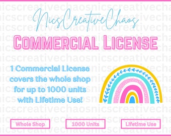 Commercial Use License for Whole Shop SVG & PNG Cut Files and Designs up to 1000 Units