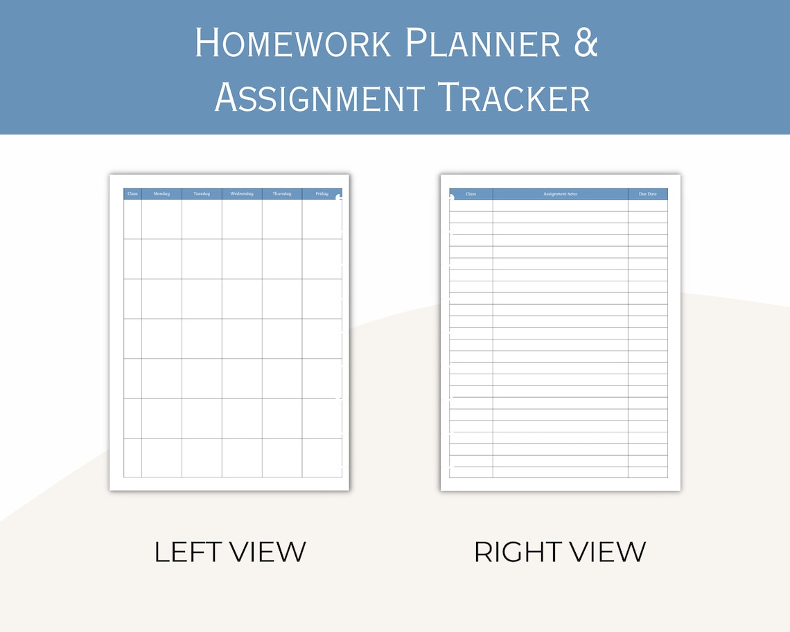 Homework Planner | Assignment Tracker | Weekly Homework Printable ...