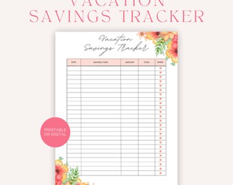 Afdrukbare besparingstracker, afdrukbaar begrotingsblad, besparingssjabloon, afdrukbare besparingstracker, afdrukbare besparingsuitdaging, afdrukbaar besparingslogboek