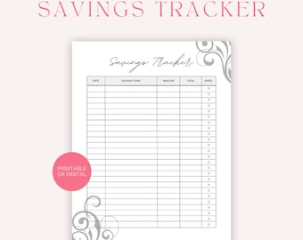 Afdrukbare sjabloon spaartracker, afdrukbaar budgetblad, afdrukbare spaarplanner, maandelijkse financiële tracker afdrukbare pdf, spaarblad