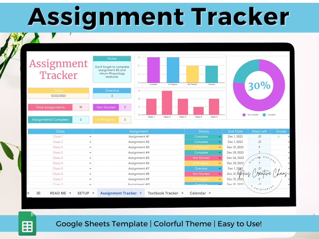 Assignment Tracker Spreadsheet Google Sheets, College Assignment ...