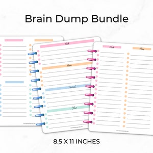 Printable To Do Lists, Brain Dump Printables, Checklists Priority Matrix Printables, Colorful List Templates 10 Pages Total, Planner Bundle