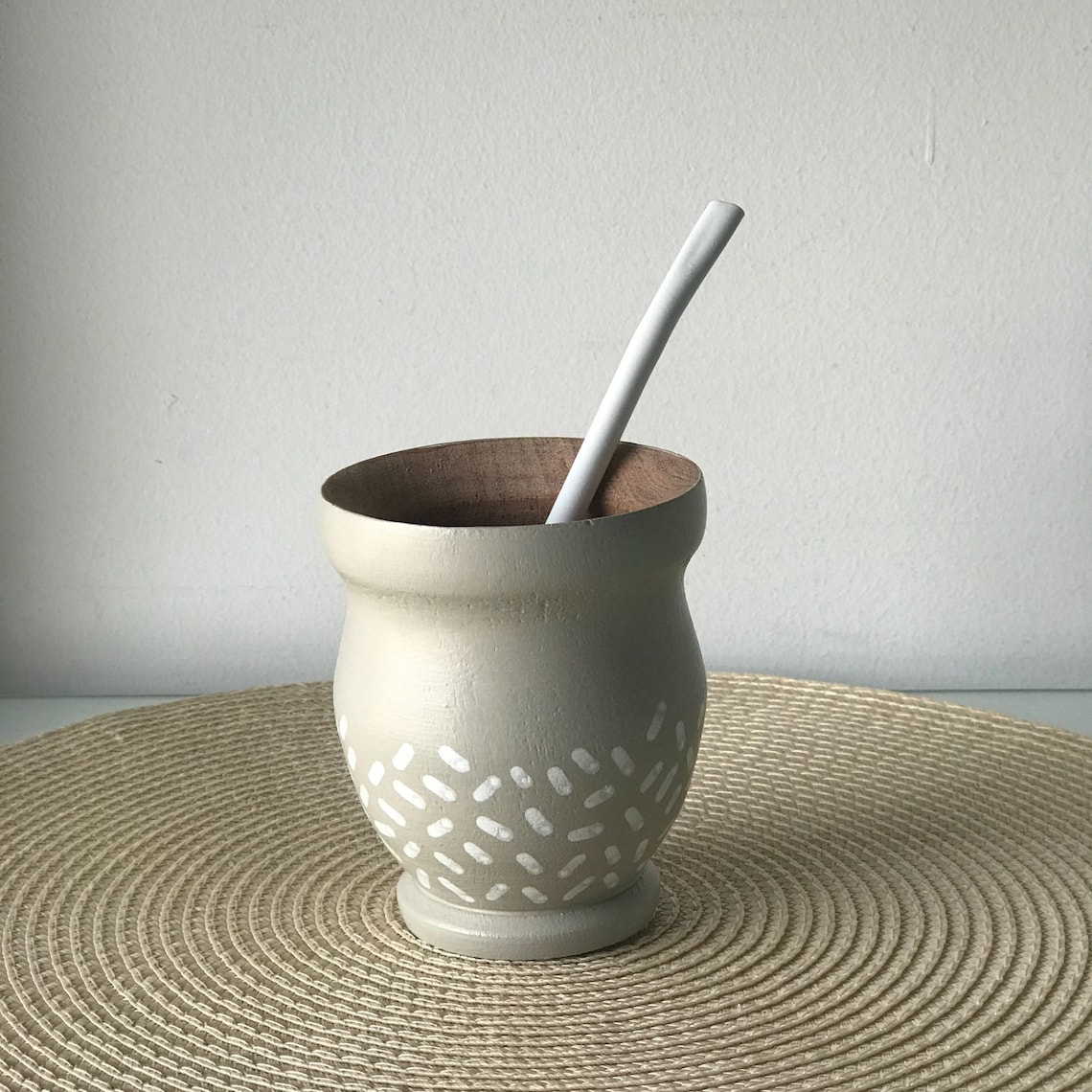 Mate cup Hand painted Carob Wood Yerba Mate Argentina Etsy