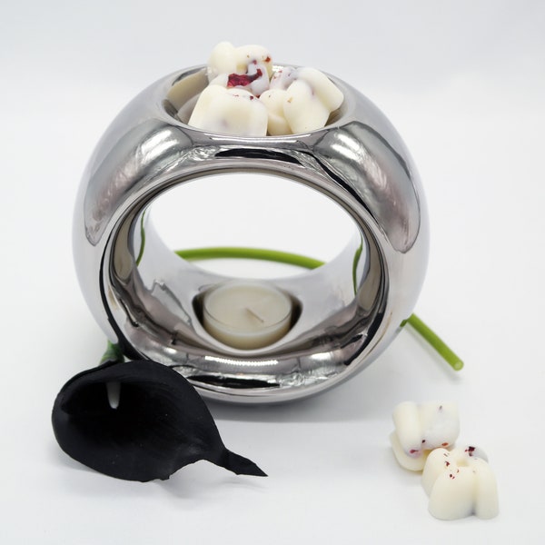 Oslo Chrome|Silver Ceramic Tea Light Wax Burner|Melter