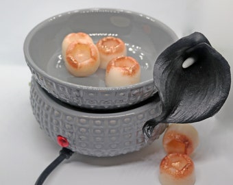 Ceramic Electric Wax Melter and Candle Warmer - Grey Dimpled