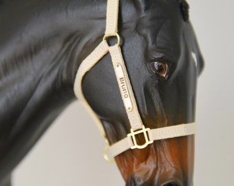 Breyer Peter Stone horse custom halter and lead tan leather beads 