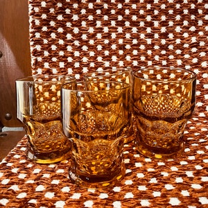 Anchor Hocking Amber Glass Georgian Viking Tumblers (Set of 4)