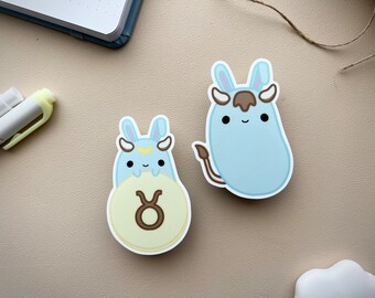 Regalos de Tauro - Pegatinas de Tauro - Luna, la Conejita Patata, como el Toro Tauro / Mercancía de Astrología / Pegatinas de Astrología / Arte de Tauro / Pegatinas Kawaii