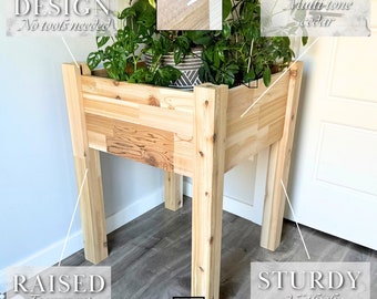 Raised Garden Bed CEDAR Planter Box Elevated BALCONY Wood Plant Stand RUSTIC Home Decor Entrance Driveway Flower Herb Seedling Vegetable Pot