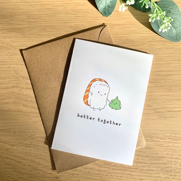 Better Together Sushi and Wasabi Greeting Card | Cute Greeting Card, Envelope Included