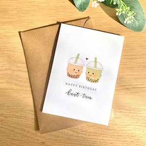 Happy Birthday Best-Tea | Cute and Punny Birthday Card, Envelope Included