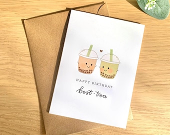 Happy Birthday Best-Tea | Cute and Punny Birthday Card, Envelope Included