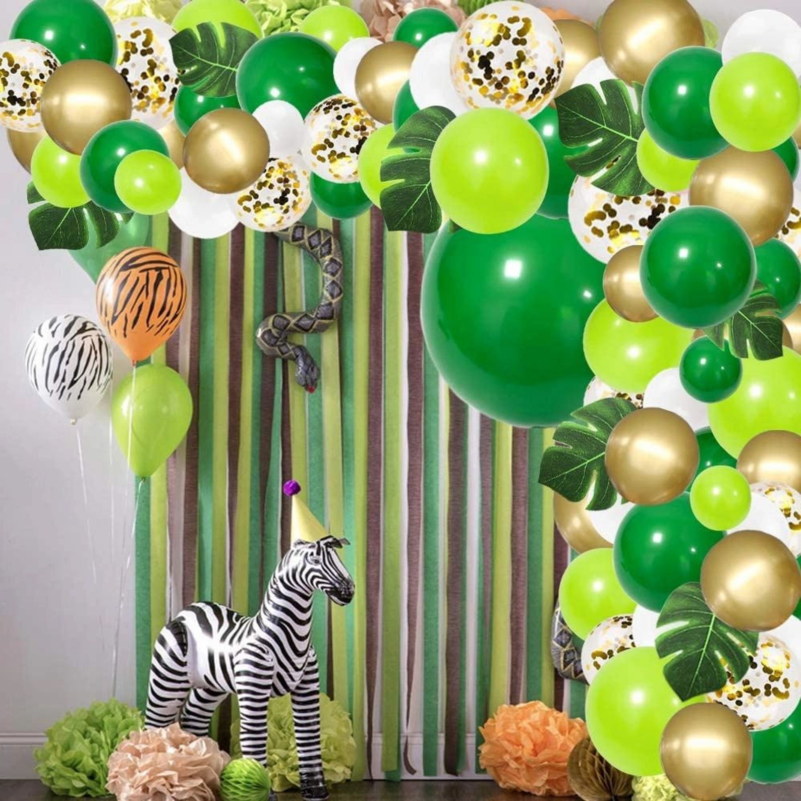 134pcs Jungle Party Balloon Arch Green Balloon Decoration Etsy