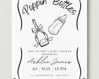 Poppin' Bottles Baby Shower Invitation | Chic Editable Template (Digital Download)