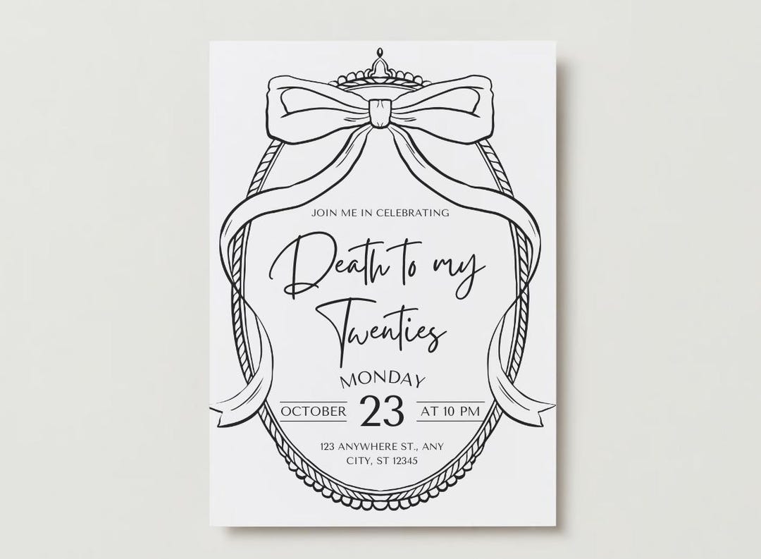 Death to My Twenties 30th Birthday Invitation, Thirtieth Birthday Party