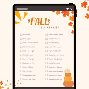 Fall Bucket List Printable, Autumn Bucket List Template, Editable Fall Bucket List, Autumn Activities Checklist, Fall to do List, Fall to do