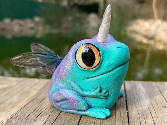 Unicorn Frog Fairy Sculpture | Frog Gift | Cute Frog Art | Frog Figurine