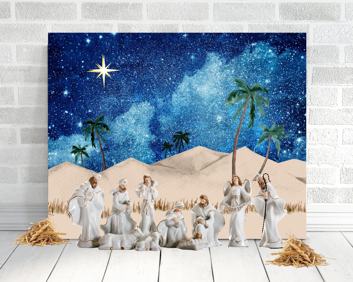 Nativity Backdrop Paper PRINTABLE Nativity Background Scene - Etsy